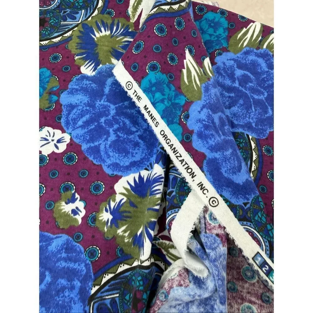 Vintage Fabric Scrap Lot 30x30” + Scraps Floral Geometric Purple Blue